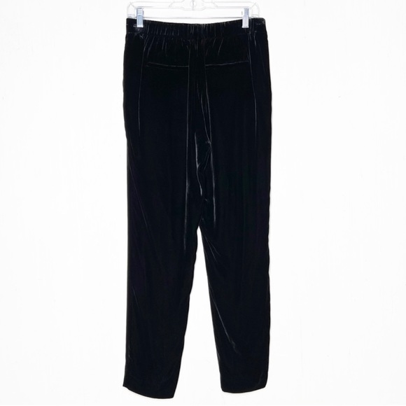 Vince Silk Velvet Viscose Elastic Waist Pull On Relaxed Straight Leg Black Pants - Picture 3 of 12